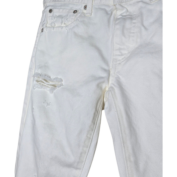 Moussy‎ Vintage Kelley Mid Rise Tapered Ankle Jeans White Distressed Size 26 - Picture 8 of 16
